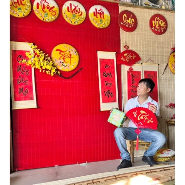 Mành tre đỏ 1.6x2m - Phông nền Trang trí Tết, Giá ưu đãi 140.000 VND 8