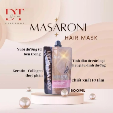 Masaroni Keratin Treatment Mask 500ml - Hấp Phục Hồi Túi, Dưỡng Ẩm, Chống Rụng, Giá Ưu Đãi 210.000đ 9 Masaroni Keratin Treatment Mask 500ml - Hấp Phục Hồi Túi, Dưỡng Ẩm, Chống Rụng, Giá Ưu Đãi 210.000đ 9