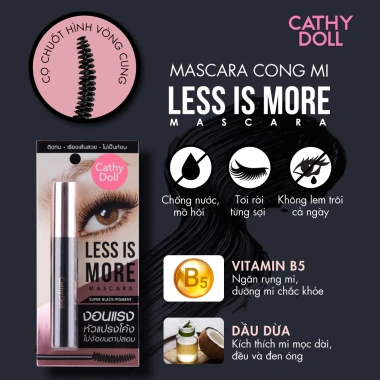 Mascara Cathy Doll Giúp Tơi Mi Lâu Trôi Làm Cong Mi Less Is More 8g 129k 5