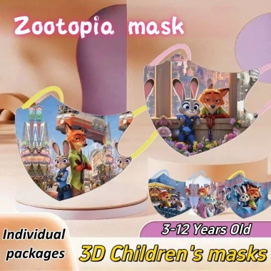 Mask 3-12 tuổi 10PCS Túi 3D Zootopia & Mickey's House - Ba lớp bảo vệ, chống gió, bụi, giá 17,885₫