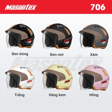 Masontex 706 Mũ 3/4 Xe Máy Lót Tháo Rời, Phong Cách Cổ Điển, Đội Thoáng, Giá 483.399 VND 5