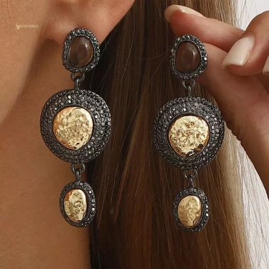 Mặt bông tai nữ bohemian vintage tròn giả kim cương – Quà tặng, giảm giá 80.080₫ 2
