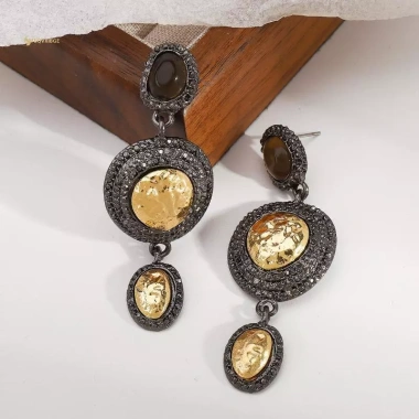 Mặt bông tai nữ bohemian vintage tròn giả kim cương – Quà tặng, giảm giá 80.080₫ 4