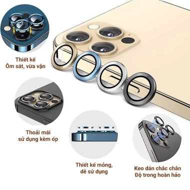 Mắt camera iPhone 14/13/12 Pro Max, 11, 16 mini - Bảo vệ titan đính đá đa màu, chỉ 27.200₫ 4