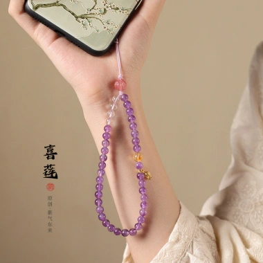 Mặt dây chuyền điện thoại Amethyst Xilian - Dây đeo cổ tay chống sốc, quà tặng