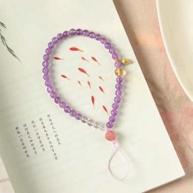 Mặt dây chuyền điện thoại Amethyst Xilian - Dây đeo cổ tay chống sốc, quà tặng 4 Mặt dây chuyền điện thoại Amethyst Xilian - Dây đeo cổ tay chống sốc, quà tặng 4