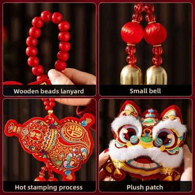 Mặt dây chuyền HOUCHU treo năm mới Handmade gỗ, chuông Phim hoạt hình Năm Ngựa, may mắn - chỉ 97.598₫ 9