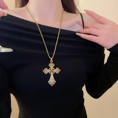 Mặt dây chuyền kim cương chữ thập Gothic retro sang trọng cho nữ - Giá chỉ 39.050 VND 5