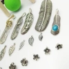 Mặt dây chuyền lá lông vũ handmade, phụ kiện tự làm hoa, giảm giá 34.278₫ 3
