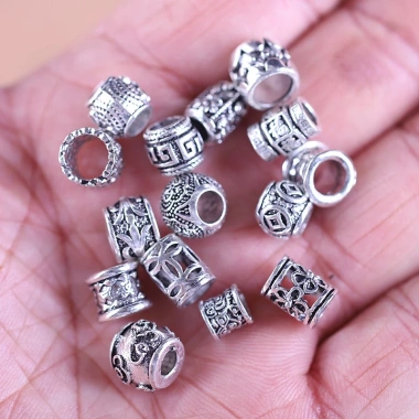 Mặt dây chuyền lỗ lớn hợp kim khuỷu tay bạc Tây Tạng DIY - phong cách độc đáo 2