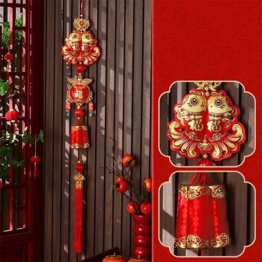 Mặt dây chuyền móc BENYTRO - Chuông gió cá Koi, thêu Tết Nguyên Đán, trang trí mùa xuân, giá chỉ 49.720₫ 2