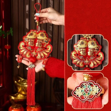 Mặt dây chuyền móc BENYTRO - Chuông gió cá Koi, thêu Tết Nguyên Đán, trang trí mùa xuân, giá chỉ 49.720₫ 5