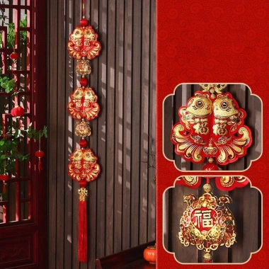 Mặt dây chuyền móc BENYTRO - Chuông gió cá Koi, thêu Tết Nguyên Đán, trang trí mùa xuân, giá chỉ 49.720₫ 8