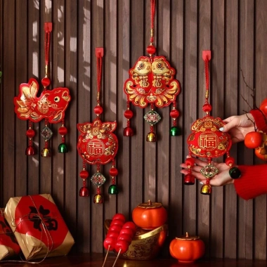 Mặt dây chuyền móc BENYTRO - Chuông gió cá Koi, thêu Tết Nguyên Đán, trang trí mùa xuân, giá chỉ 49.720₫ 9