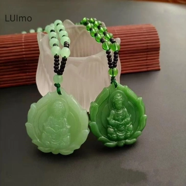 Mặt dây chuyền Phật Bà Quan Âm ngọc xanh - Trang sức Trung Hoa may mắn giá 46.090₫