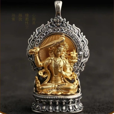 Mặt Dây Chuyền Tây Tạng Xanh Tara - Phật Bùa Vàng Thần Tài, Gawu, Giá 218.900