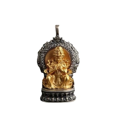 Mặt Dây Chuyền Tây Tạng Xanh Tara - Phật Bùa Vàng Thần Tài, Gawu, Giá 218.900