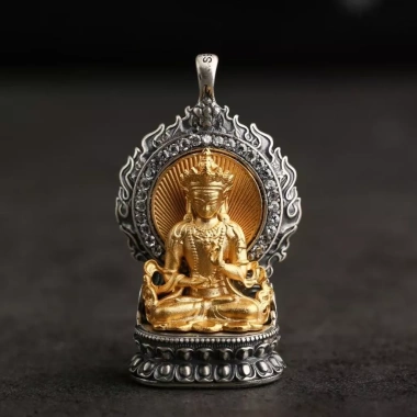 Mặt Dây Chuyền Tây Tạng Xanh Tara - Phật Bùa Vàng Thần Tài, Gawu, Giá 218.900