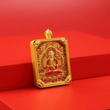 Mặt dây chuyền Thangka 3D dập nổi hai mặt - Wutai Rồng núi, 8 Thần hộ mệnh, Manjusri - Giá ưu đãi 243.100₫
