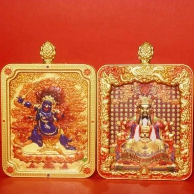 Mặt dây chuyền Thangka 3D dập nổi hai mặt - Wutai Rồng núi, 8 Thần hộ mệnh, Manjusri - Giá ưu đãi 243.100₫
