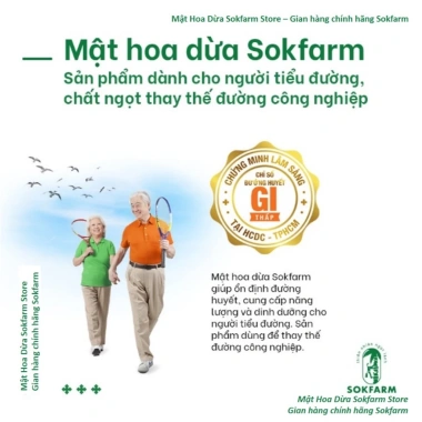 Mật hoa dừa Sokfarm 1.4kg - Thay đường ăn kiêng, đường huyết thấp cho tiểu đường, 155.000₫