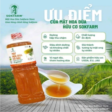Mật hoa dừa Sokfarm 1.4kg - Thay đường ăn kiêng, đường huyết thấp cho tiểu đường, 155.000₫