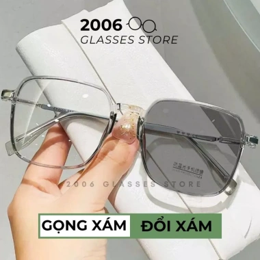 Mắt kính đổi màu gọng kim loại vuông ST14 cao cấp, chống UV & ánh sáng xanh, nam nữ, giá 99.000đ 2