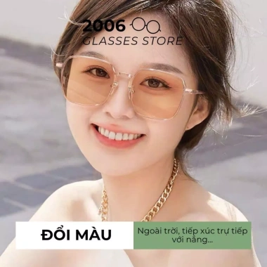 Mắt kính đổi màu gọng kim loại vuông ST14 cao cấp, chống UV & ánh sáng xanh, nam nữ, giá 99.000đ 3