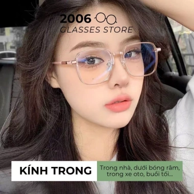 Mắt kính đổi màu gọng kim loại vuông ST14 cao cấp, chống UV & ánh sáng xanh, nam nữ, giá 99.000đ 4