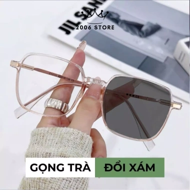 Mắt kính đổi màu gọng kim loại vuông ST14 cao cấp, chống UV & ánh sáng xanh, nam nữ, giá 99.000đ 9