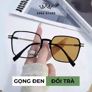 Mắt kính đổi màu gọng kim loại vuông ST14 cao cấp, chống UV & ánh sáng xanh, nam nữ, giá 99.000đ 10