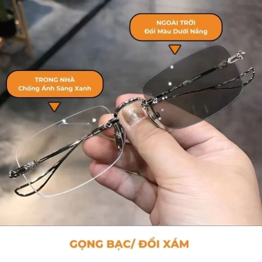 Mắt kính đổi màu không viền MEME Y13 gọng titan, chống UV và ánh sáng xanh, nam nữ - 99k 4