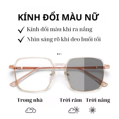 Mắt kính đổi màu nữ UFO chống ánh sáng xanh UV, tròng cận thay được UĐM02 - 171k 8