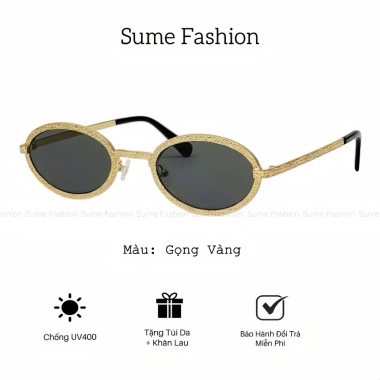 Mắt kính mát nam nữ thời trang tròng oval, phụ kiện chụp áo dài Tết, chống nắng - 49k