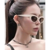 Mắt kính nữ dáng mèo xếch nhỏ, màu trắng/đen, giảm giá 19k, chỉ 189.000₫ 2