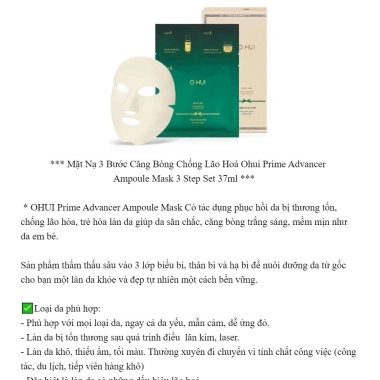 Mặt Nạ Ampoule OHUI Prime Advancer 2 trong 1 Dưỡng Trắng và Chống Lão Hóa - Giá chỉ 109.000 (Giảm từ 138.430) 4