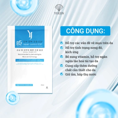 Mặt nạ B5 Yuejin Repair Control EGF 10 miếng - Cấp ẩm đa tầng, phục hồi, làm dịu da - Giá chỉ 129.000₫ 2 Mặt nạ B5 Yuejin Repair Control EGF 10 miếng - Cấp ẩm đa tầng, phục hồi, làm dịu da - Giá chỉ 129.000₫ 2
