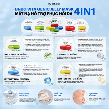 Mặt Nạ BNBG Vita Jelly 30ml - Dưỡng ẩm sâu, sáng da, nâng cơ, phục hồi da mệt mỏi, giảm giá 169k (10 miếng)