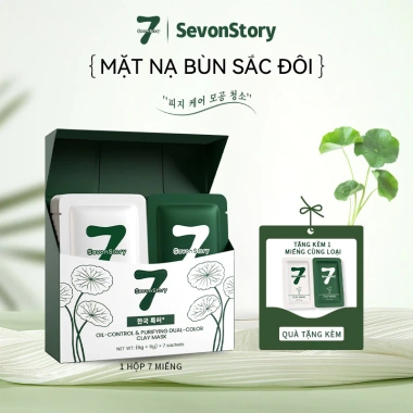 Mặt nạ bùn sắc đôi SevonStory - Dưỡng trắng, làm sáng da, giảm mụn, chiết xuất rau má, da hỗn hợp dầu, giá ưu đãi 129k