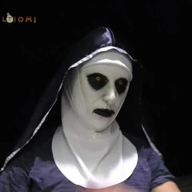 Mặt nạ cao su Valak Cosplay và khăn trùm đầu - Trang phục Halloween kinh dị, giảm giá 18% 6