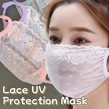 Mặt nạ chống nắng thoáng khí ren hoa, móc tai nhẹ, thời trang cho hoạt động ngoài trời 1/4 chiếc