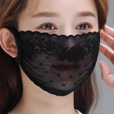 Mặt nạ chống nắng thoáng khí ren hoa, móc tai nhẹ, thời trang cho hoạt động ngoài trời 1/4 chiếc
