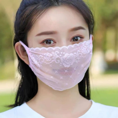 Mặt nạ chống nắng thoáng khí ren hoa, móc tai nhẹ, thời trang cho hoạt động ngoài trời 1/4 chiếc
