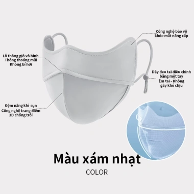 Mặt nạ chống nắng toàn mặt UPF 50+ vải lụa mát mẻ, thiết kế thông minh, tầm nhìn rõ ràng, thoáng khí - Giá 49.000₫