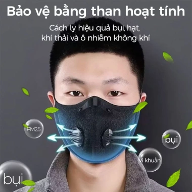 Mặt nạ đạp xe PM2.5 chống bụi, giọt bắn, gió, ấm áp, thoáng khí kèm kính bảo hộ & van thở - Giá chỉ 18.800đ