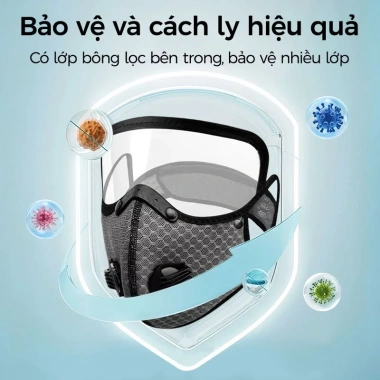 Mặt nạ đạp xe PM2.5 chống bụi, giọt bắn, gió, ấm áp, thoáng khí kèm kính bảo hộ & van thở - Giá chỉ 18.800đ