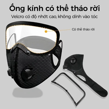 Mặt nạ đạp xe PM2.5 chống bụi, giọt bắn, gió, ấm áp, thoáng khí kèm kính bảo hộ & van thở - Giá chỉ 18.800đ