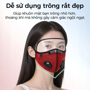Mặt nạ đạp xe PM2.5 chống bụi, giọt bắn, gió, ấm áp, thoáng khí kèm kính bảo hộ & van thở - Giá chỉ 18.800đ