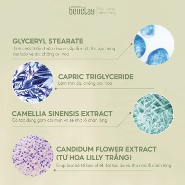 Mặt nạ đất sét BEUCLAY trà xanh – Sáng da, khít lỗ chân lông, kiểm soát dầu, giảm mụn cám & đầu đen 4