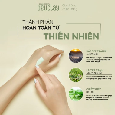 Mặt nạ đất sét BEUCLAY trà xanh – Sáng da, khít lỗ chân lông, kiểm soát dầu, giảm mụn cám & đầu đen 6